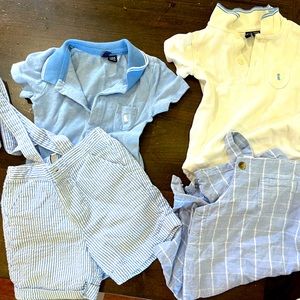 Janie and Jack mix and match polos and overalls size 12-18 m